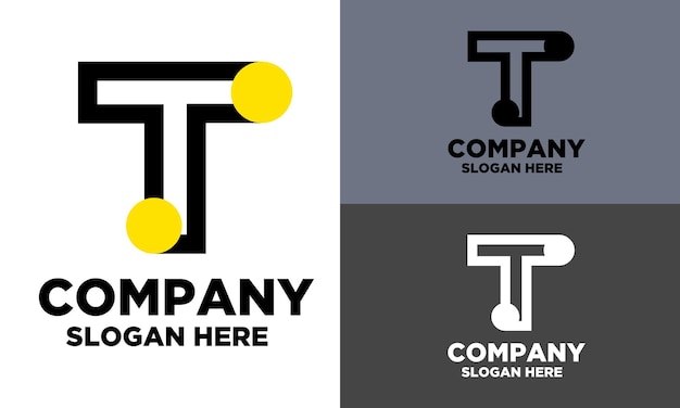 Flat T letter logo template design in different types