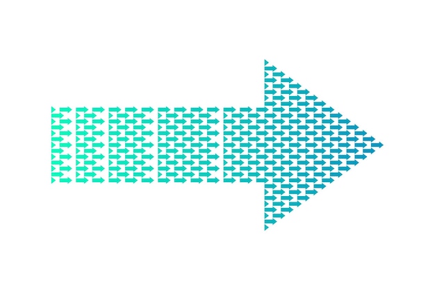 Flat vector design of dotted straight arrow pattern with arrow sign collection elements