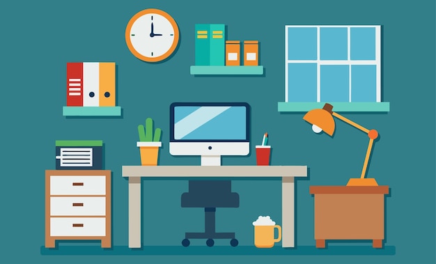 flat vector illustration group business team meeting and creative agency workspace