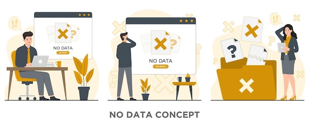 Flat vector no data search error landing concept illustration