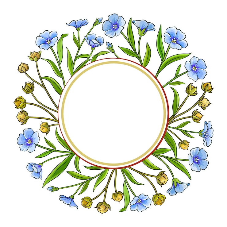 Vektör flax plant vector frame on white background