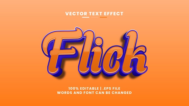 flick 3d editable text effect in cartoon and game text style