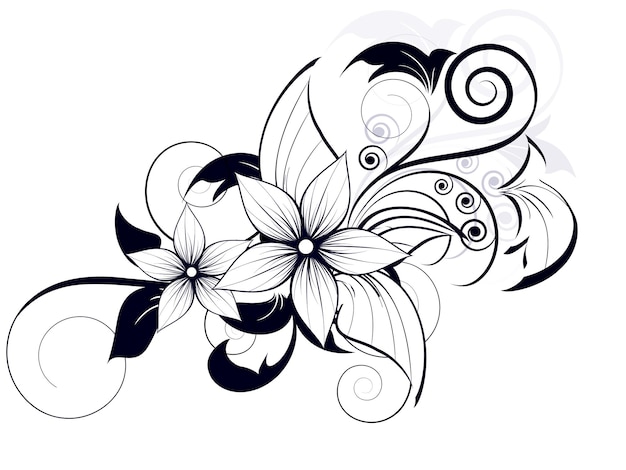 Floral design element with swirls for spring