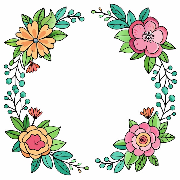 floral frame vector graphics illustration EPS source file format lossless scaling icon design