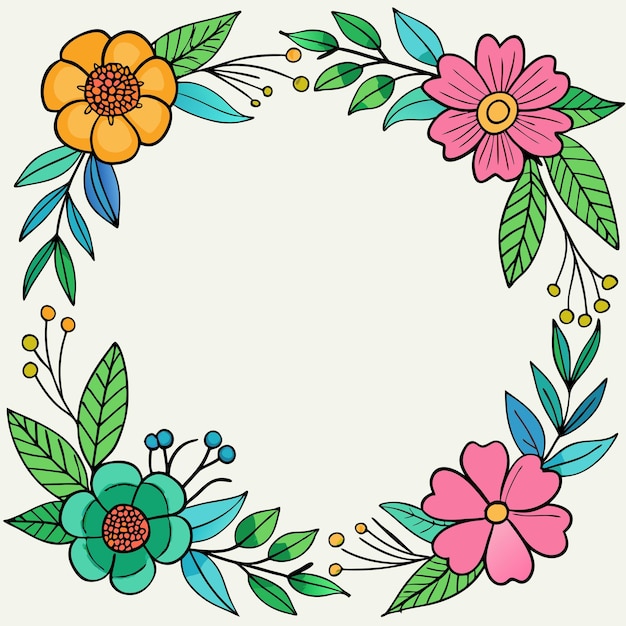 floral frame vector graphics illustration EPS source file format lossless scaling icon design
