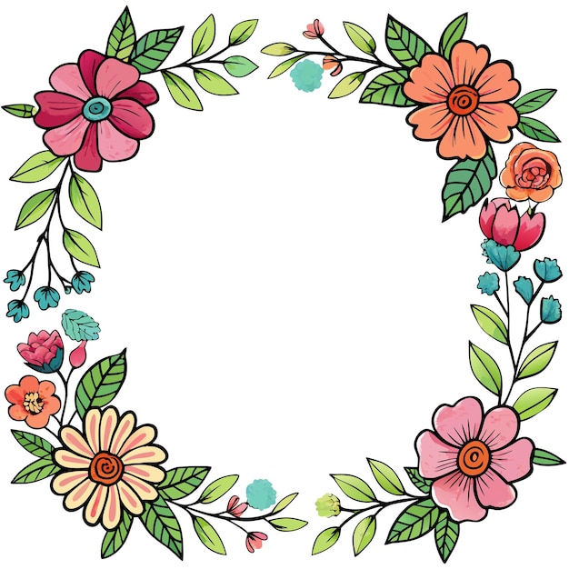 floral frame vector graphics illustration EPS source file format lossless scaling icon design