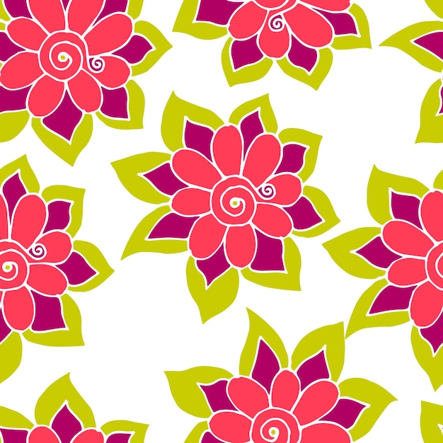 Floral seamless pattern. Colorful tropical background with fantasy flowers.