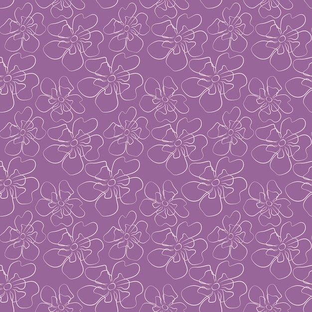 Floral seamless pattern with linear flowers spring endless texture Vector illustration