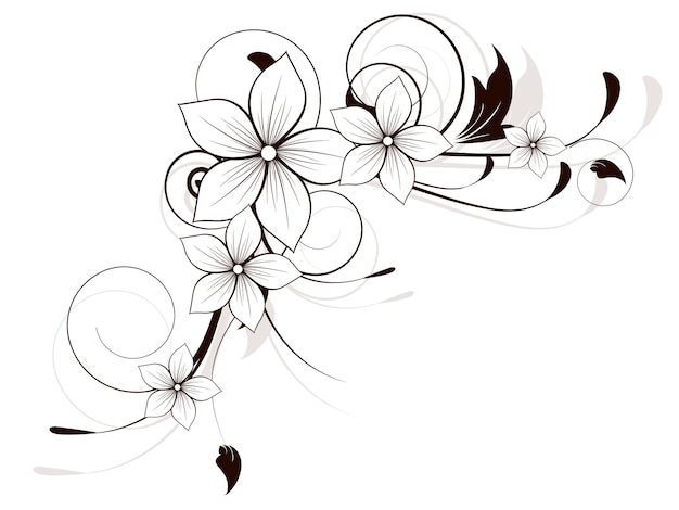 Floral spring element with swirls abstract vector illustration with background