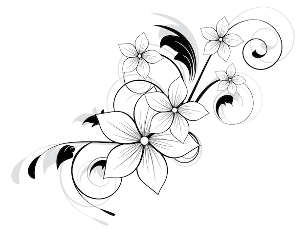 Floral spring element with swirls abstract vector illustration with background