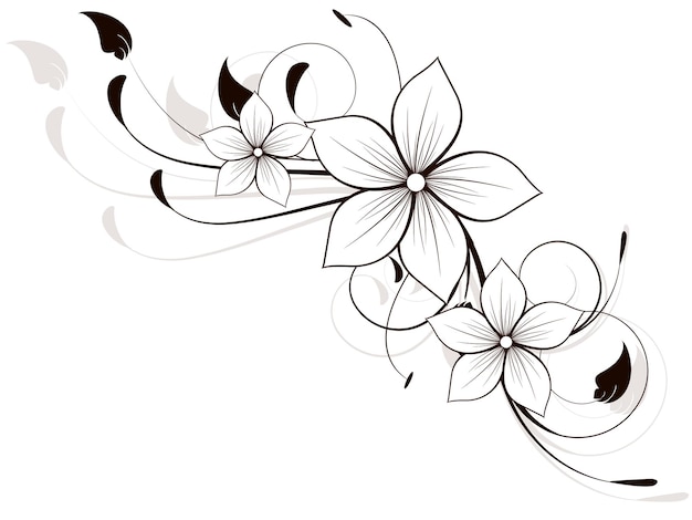 Floral spring element with swirls abstract vector illustration with background