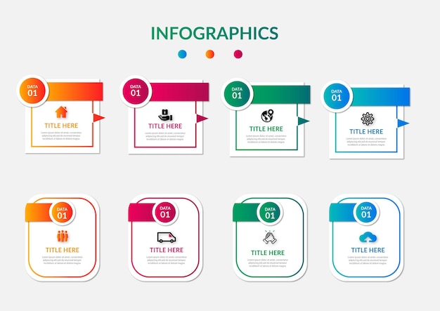 Flowchart steps timeline infographics elements design