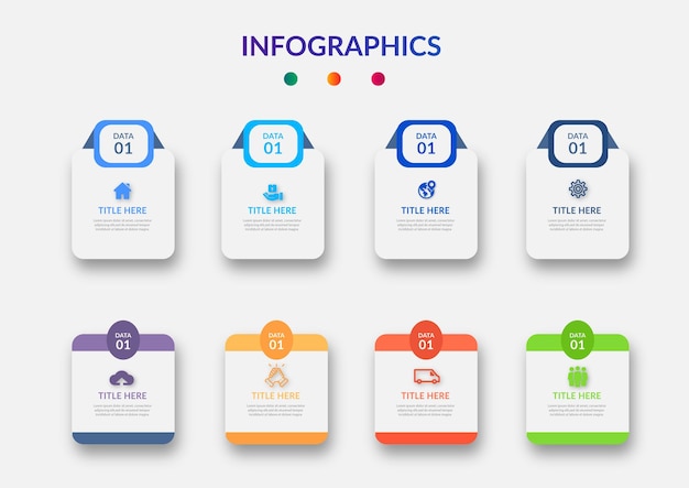 Flowchart steps timeline infographics elements design