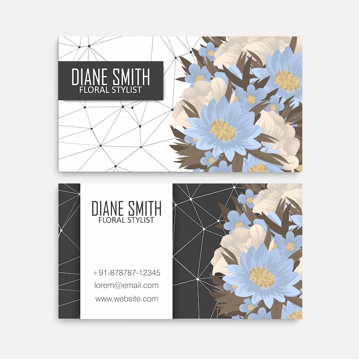 Vektör flower business cards light blue