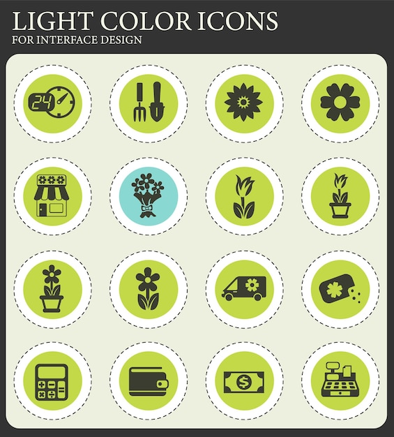 Flower shop colored grunge icons