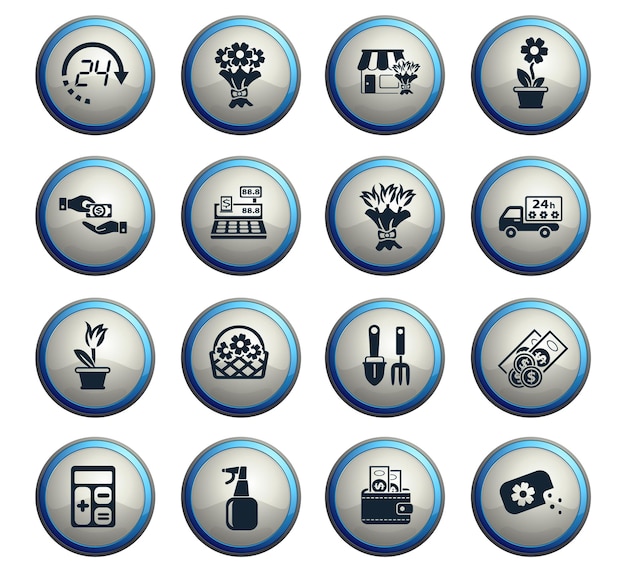 Flower shop web icons for user interface design