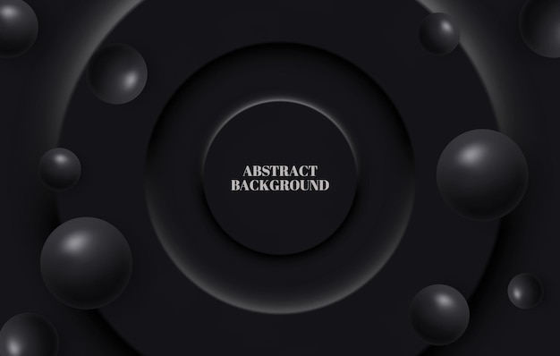 flowing black spheres. vector abstract background with geometric shapes. design for cover, advertising banner, brochure, wallpaper.