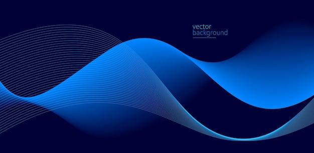 Flowing dark blue curve shape with soft gradient vector abstract background relaxing and tranquil art can illustrate health medical or sound of music