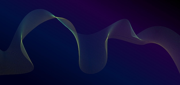 Flowing dot particles wave pattern blue and green gradient light isolated on dark background
