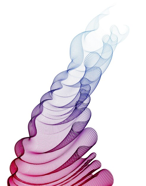 flowing energy particles, wave of blended dots transparent tulle textile on wind. curved dotted 3d lines vector effect illustration. 3d futuristic technology style.