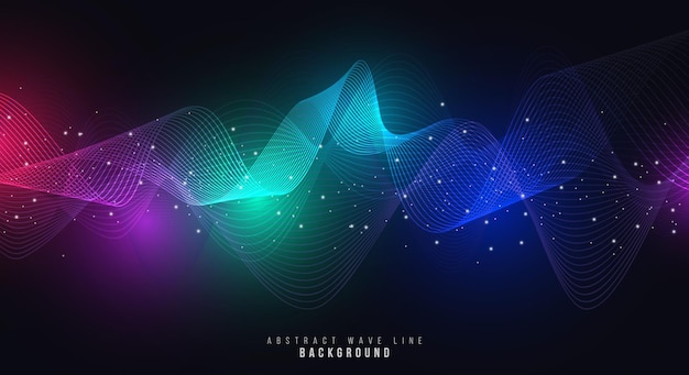 Flowing gradient line wave pattern for technology and science concept background