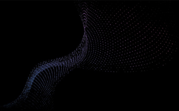 flowing particles background blue and purple color on black background technology concept element