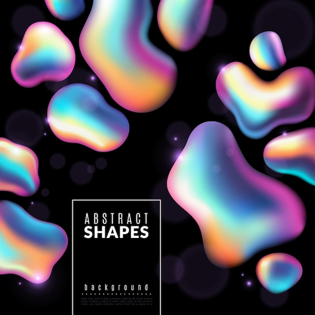 Fluid background. Liquid abstract metallic shapes colored iridescent gradient square composition, 3d dynamic forms futuristic texture for book cover, landing page and banner modern vector poster