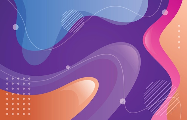 Fluid Colorful Gradient Wave With Line And Shape Element Background