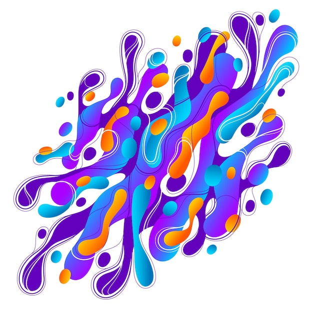 Fluids colorful liquid shapes in motion vector abstract graphic design element, dynamic modern art flowing and changing forms, gradients lava bubbles.