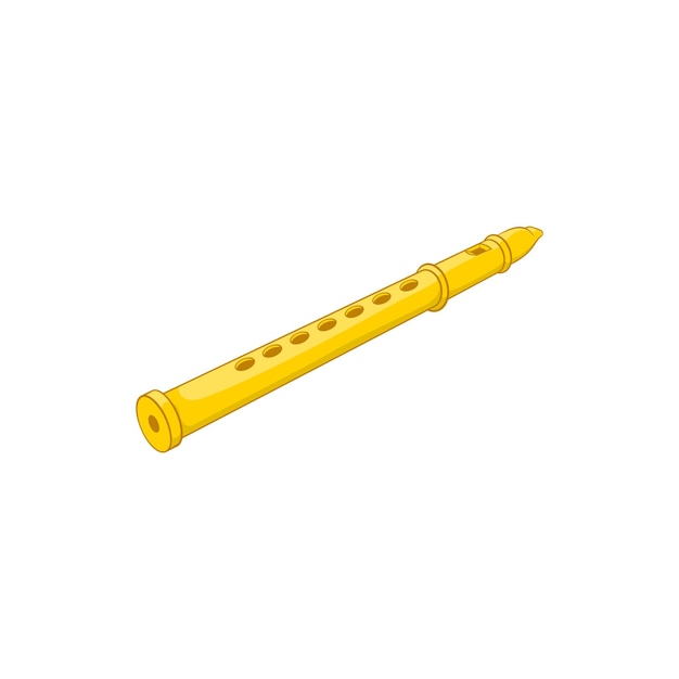 flute icon in cartoon style isolated on white background musical instrument symbol