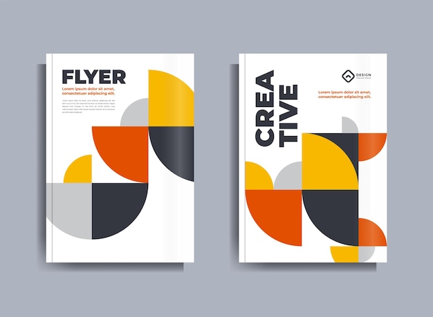 Flyer brochure design template business cover geometric theme circles orange and yellow color