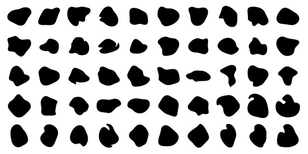 Flytande och fluid form Svart symbol Set 50