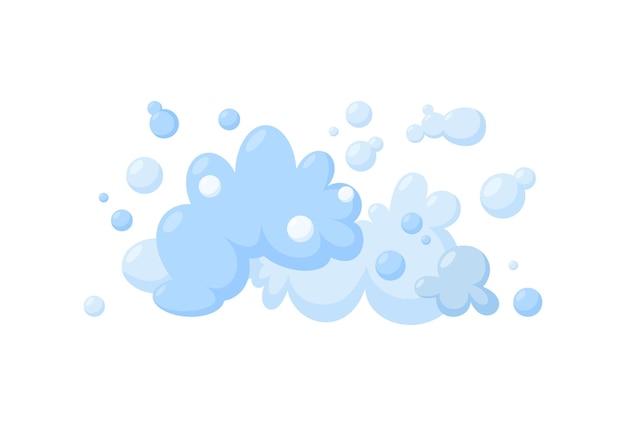 Foam made of soap or clouds isolated in white background Light blue foam and bubbles for cleaning