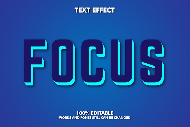 Focus Modern bold 3d typography cartoon editable text effect