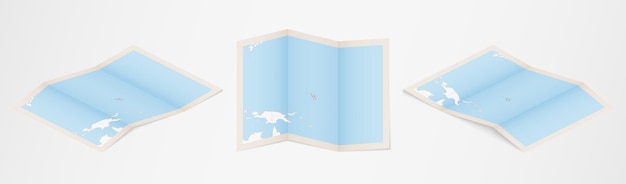 folded map of marshall islands in three different versions.