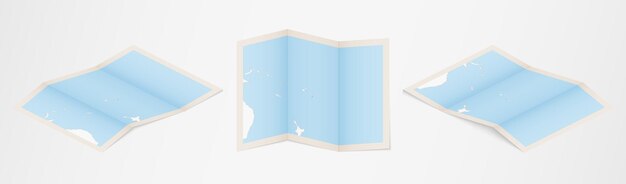 Folded map of Tonga in three different versions.