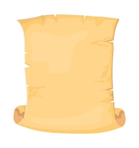 folded parchment. paper scroll for book or map, cartoon vector illustration isolated on white background