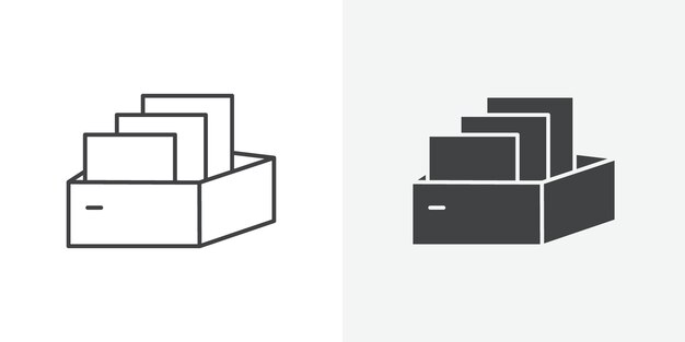 Folder box icon Outline vector sign