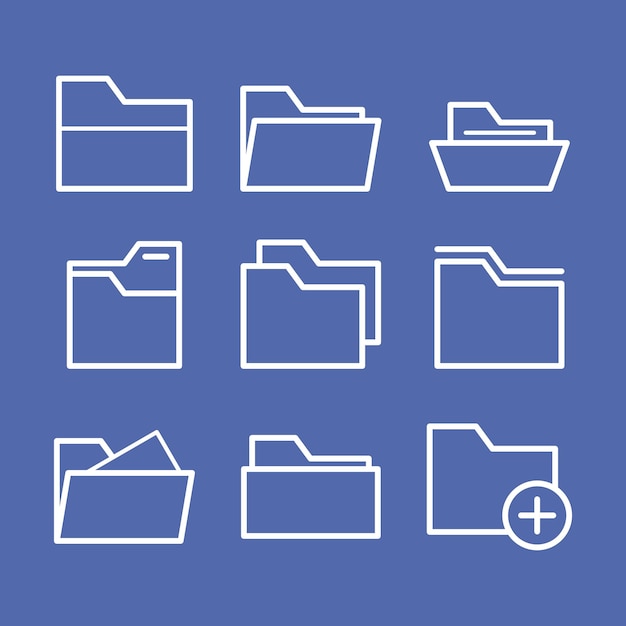 folder icons set logo simple design