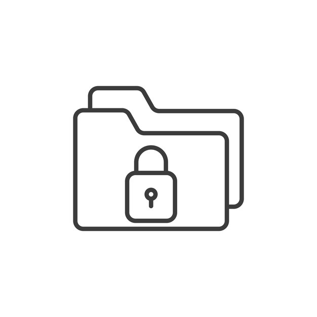 Folder security line icon isolated on white background