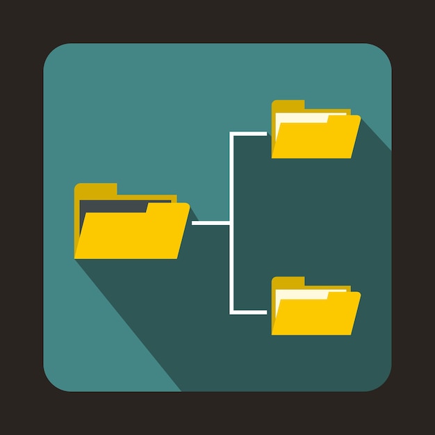 Folders structure icon in flat style on a blue background