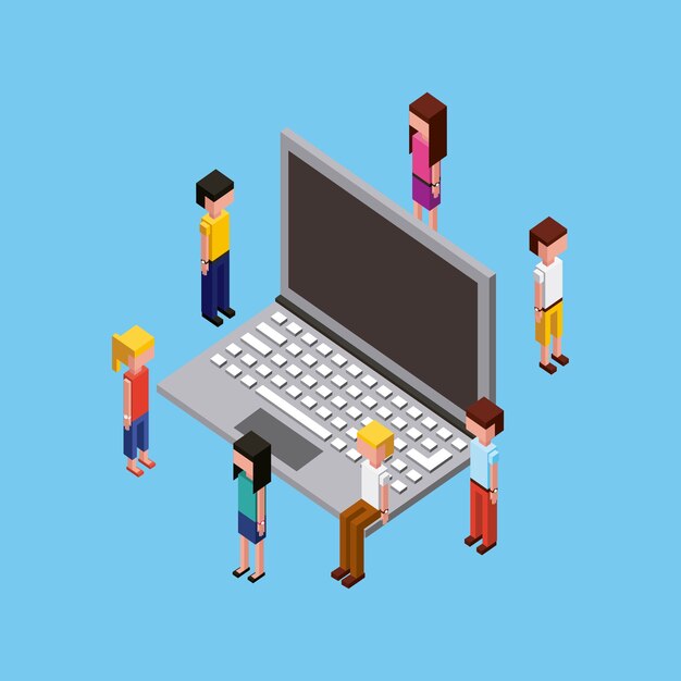 Folk der arbejder kreativ computer piger drenge arbejde