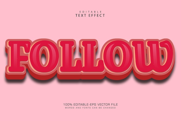 Follow editable text effect 3 dimension emboss modern style
