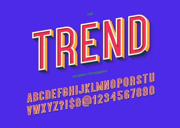 Font trend colorful 3d typography sans serif style for t shirt promotion party poster kids book greeting card sale banner printing on fabric decoration stamp offer Vector 10 eps
