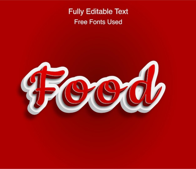 food 3d text effect fully editable