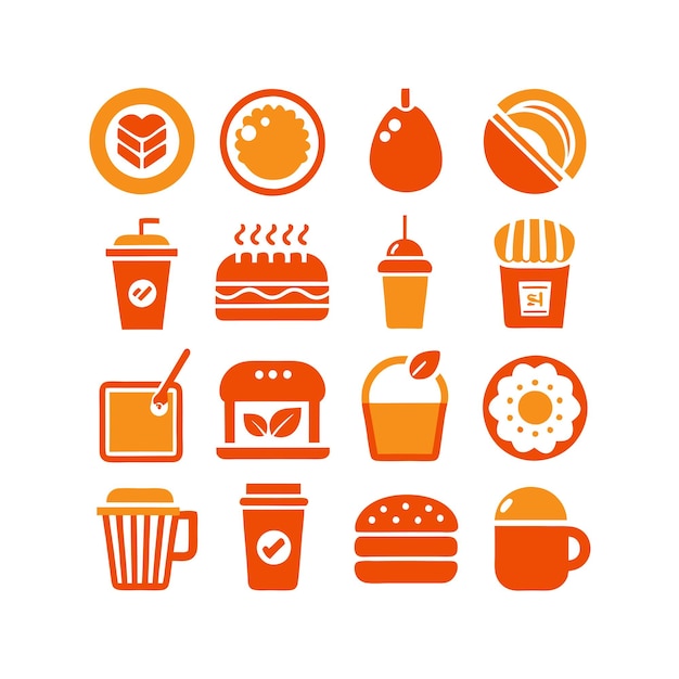 Food and Beverage Icon Set Collection Vector for UI Documents Websites and Mobile Applications