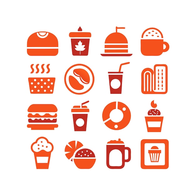 Food and Beverage Icon Set Collection Vector for UI Documents Websites and Mobile Applications