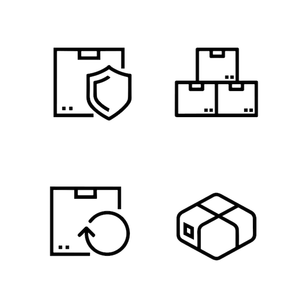 Food delivery Package Delivery shipping related line icon set