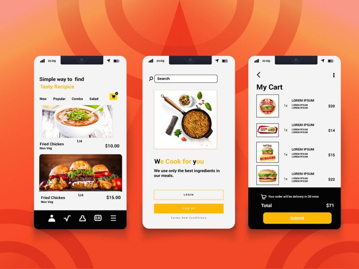 Vektör food landing pagerestaurant landing page template with leaves design