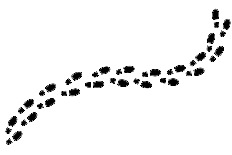 Vektör footprints human silhouette vector set isolated on white background shoe soles print foot print tread boots sneakers impression icon barefoot vector